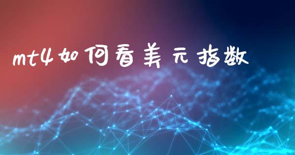 mt4如何看美元指数_https://cj006.lansai.wang_全球市场_第1张