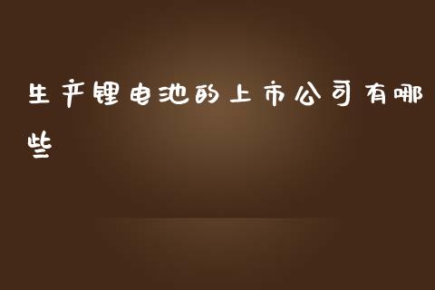 生产锂电池的上市公司有哪些_https://cj006.lansai.wang_金融监管_第1张