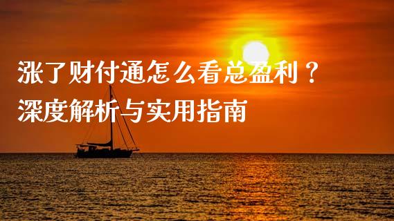 涨了财付通怎么看总盈利？深度解析与实用指南_https://cj006.lansai.wang_债券资讯_第1张