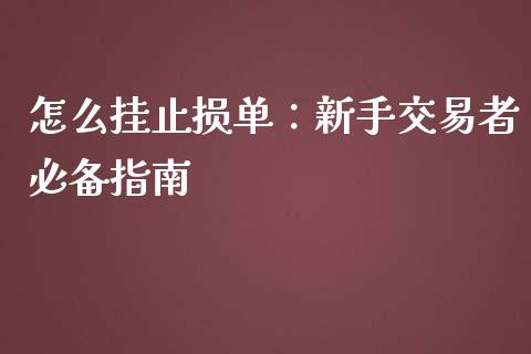 怎么挂止损单：新手交易者必备指南_https://cj006.lansai.wang_财经新闻_第1张