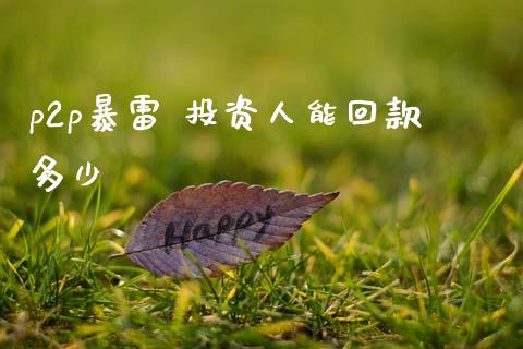 p2p暴雷 投资人能回款多少_https://cj006.lansai.wang_全球市场_第1张