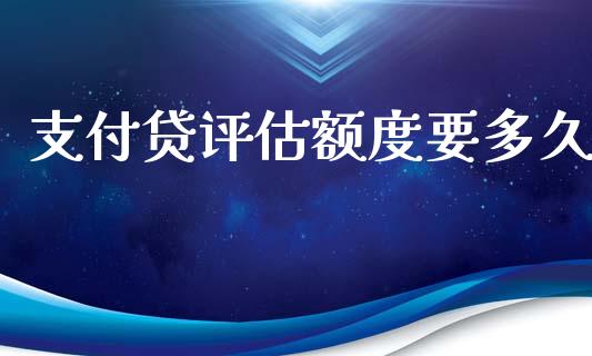 支付贷评估额度要多久_https://cj006.lansai.wang_外汇交易_第1张