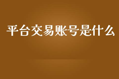 平台交易账号是什么_https://cj006.lansai.wang_全球市场_第1张