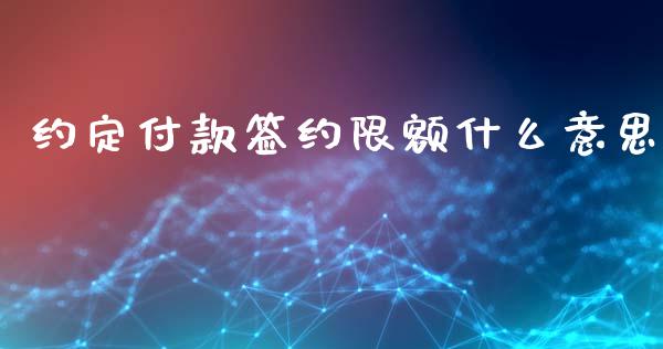 约定付款签约限额什么意思_https://cj006.lansai.wang_财经新闻_第1张