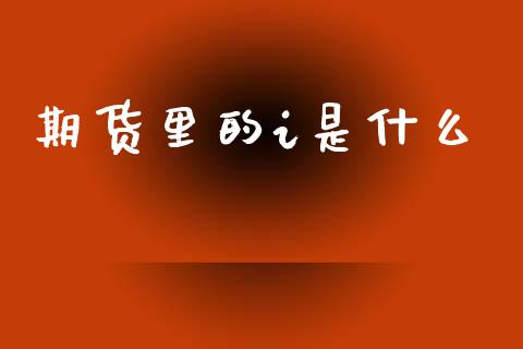 期货里的i是什么_https://cj006.lansai.wang_金融监管_第1张