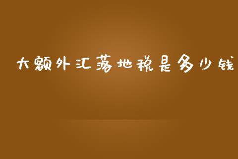 大额外汇落地税是多少钱_https://cj006.lansai.wang_全球市场_第1张