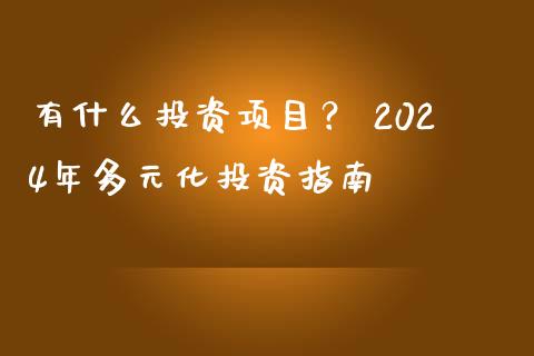 有什么投资项目？ 2024年多元化投资指南_https://cj006.lansai.wang_全球市场_第1张