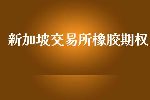 新加坡交易所橡胶期权_https://cj006.lansai.wang_金融监管_第1张