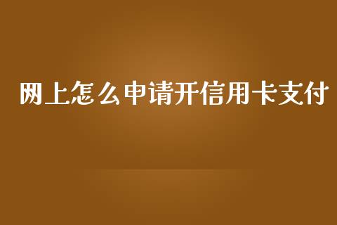 网上怎么申请开信用卡支付_https://cj006.lansai.wang_财经新闻_第1张