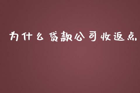 为什么贷款公司收返点_https://cj006.lansai.wang_财经新闻_第1张