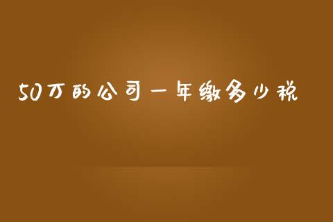 50万的公司一年缴多少税_https://cj006.lansai.wang_外汇交易_第1张