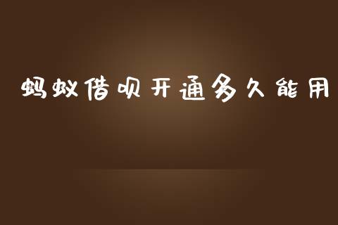 蚂蚁借呗开通多久能用_https://cj006.lansai.wang_全球市场_第1张