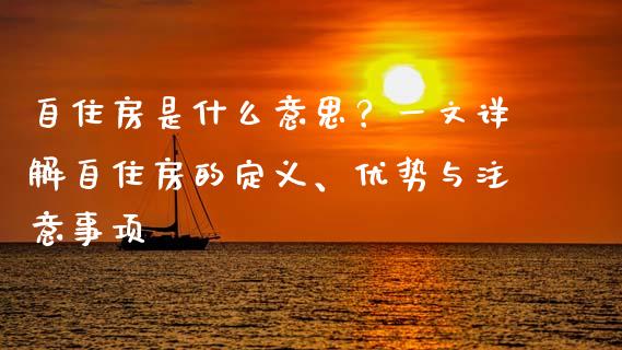 自住房是什么意思？一文详解自住房的定义、优势与注意事项_https://cj006.lansai.wang_金融监管_第1张