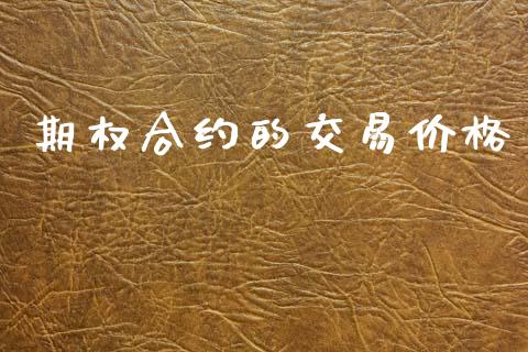 期权合约的交易价格_https://cj006.lansai.wang_金融监管_第1张