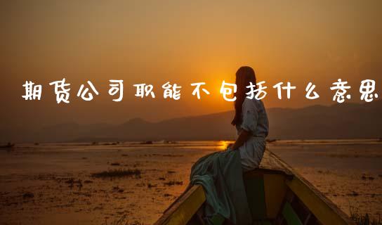 期货公司职能不包括什么意思_https://cj006.lansai.wang_金融监管_第1张