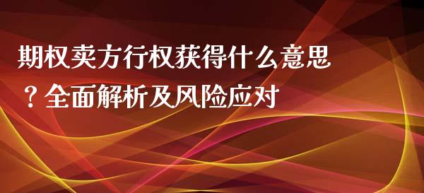 期权卖方行权获得什么意思？全面解析及风险应对_https://cj006.lansai.wang_财经新闻_第1张