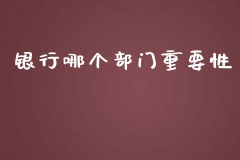 银行哪个部门重要性_https://cj006.lansai.wang_期货开户_第1张