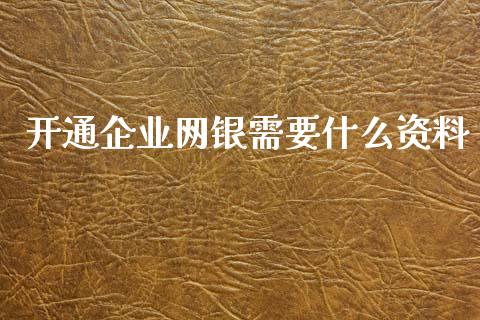 开通企业网银需要什么资料_https://cj006.lansai.wang_全球市场_第1张