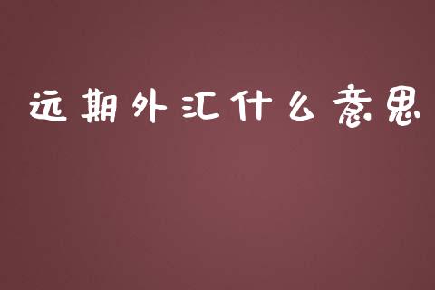 远期外汇什么意思_https://cj006.lansai.wang_财经新闻_第1张