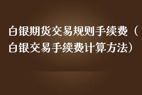 白银期货交易规则手续费（白银交易手续费计算方法）_https://cj006.lansai.wang_外汇交易_第1张