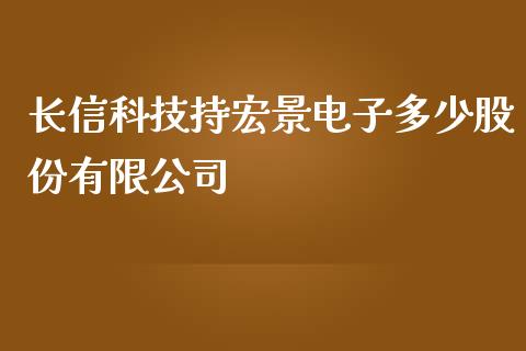 长信科技持宏景电子多少股份有限公司_https://cj006.lansai.wang_外汇交易_第1张
