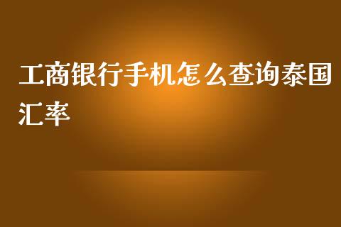 工商银行手机怎么查询泰国汇率_https://cj006.lansai.wang_财经新闻_第1张