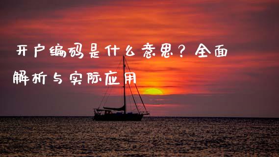 开户编码是什么意思？全面解析与实际应用_https://cj006.lansai.wang_债券资讯_第1张