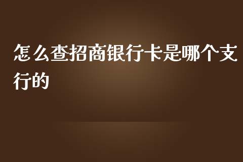 怎么查招商银行卡是哪个支行的_https://cj006.lansai.wang_债券资讯_第1张