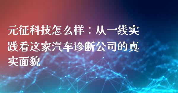 元征科技怎么样：从一线实践看这家汽车诊断公司的真实面貌_https://cj006.lansai.wang_债券资讯_第1张