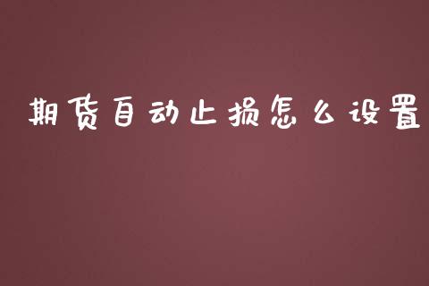 期货自动止损怎么设置_https://cj006.lansai.wang_债券资讯_第1张