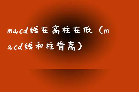 macd线在高柱在低（macd线和柱背离）_https://cj006.lansai.wang_外汇交易_第1张