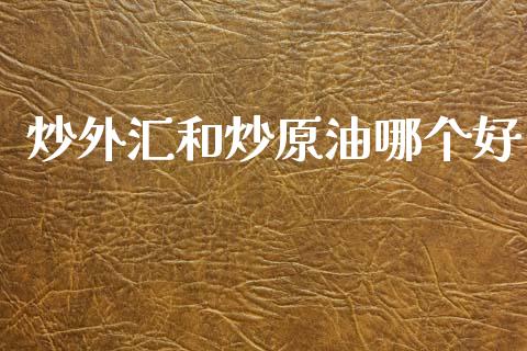 炒外汇和炒原油哪个好_https://cj006.lansai.wang_外汇交易_第1张