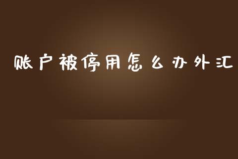 账户被停用怎么办外汇_https://cj006.lansai.wang_金融监管_第1张