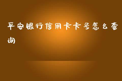 平安银行信用卡卡号怎么查询_https://cj006.lansai.wang_期货开户_第1张