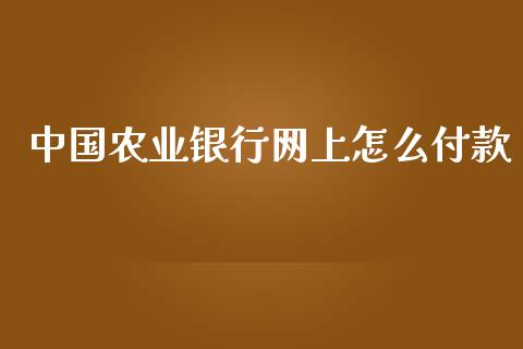 中国农业银行网上怎么付款_https://cj006.lansai.wang_全球市场_第1张