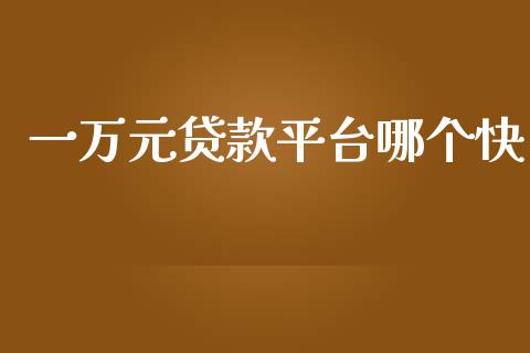一万元贷款平台哪个快_https://cj006.lansai.wang_金融监管_第1张