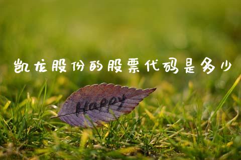 凯龙股份的股票代码是多少_https://cj006.lansai.wang_外汇交易_第1张