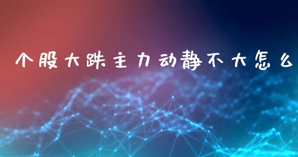 个股大跌主力动静不大怎么_https://cj006.lansai.wang_债券资讯_第1张