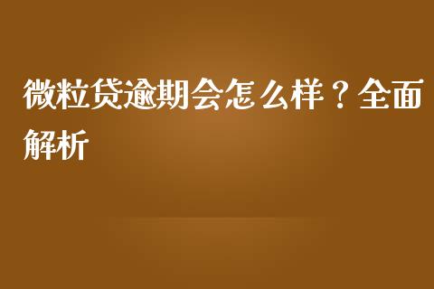 微粒贷逾期会怎么样？全面解析_https://cj006.lansai.wang_金融监管_第1张