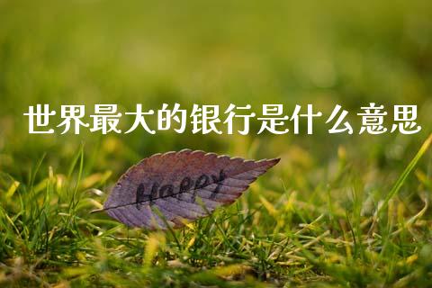 世界最大的银行是什么意思_https://cj006.lansai.wang_财经新闻_第1张
