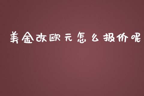 美金改欧元怎么报价呢_https://cj006.lansai.wang_外汇交易_第1张