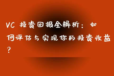 VC 投资回报全解析：如何评估与实现你的投资收益？_https://cj006.lansai.wang_全球市场_第1张