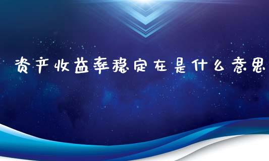 资产收益率稳定在是什么意思_https://cj006.lansai.wang_财经新闻_第1张