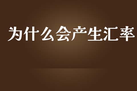 为什么会产生汇率_https://cj006.lansai.wang_金融监管_第1张