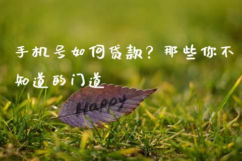 手机号如何贷款？那些你不知道的门道_https://cj006.lansai.wang_期货开户_第1张