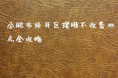 合肥市经开区摆摊不收费地点全攻略_https://cj006.lansai.wang_金融监管_第1张