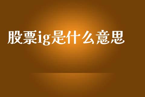 股票ig是什么意思_https://cj006.lansai.wang_债券资讯_第1张