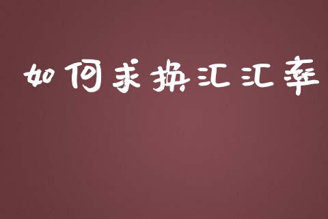 如何求换汇汇率_https://cj006.lansai.wang_外汇交易_第1张