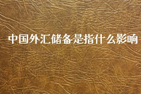 中国外汇储备是指什么影响_https://cj006.lansai.wang_财经新闻_第1张