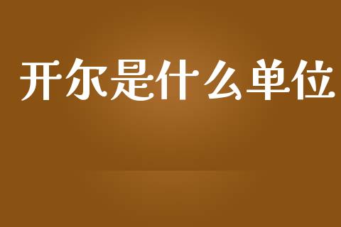 开尔是什么单位_https://cj006.lansai.wang_期货开户_第1张